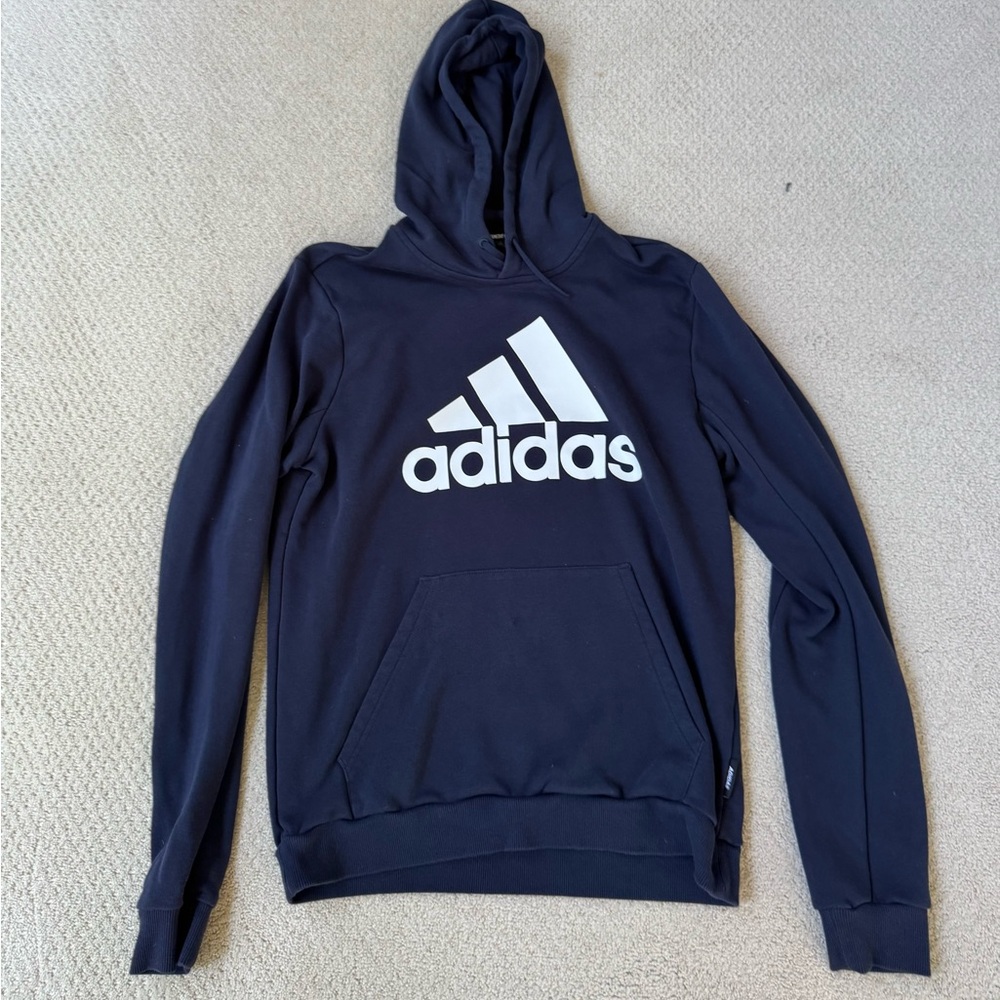 Adidas Men's Navy Hoodie with White Logo
